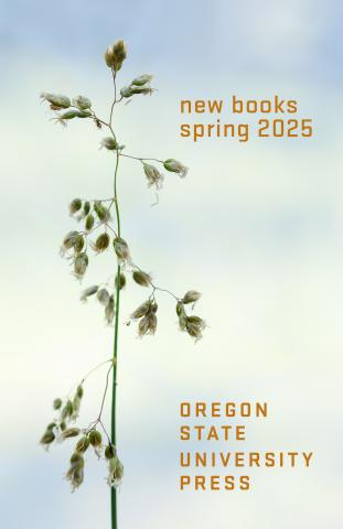 "New Books Spring 2025" catalog cover featuring a flower stock against the sky